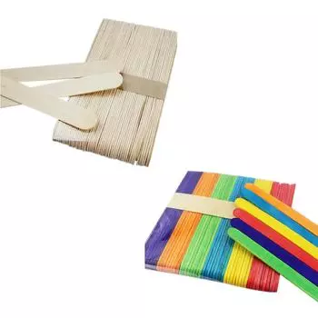 50X Большие деревянные разноцветные палочки для мороженого Детские поделки из мороженого на палочке своими руками разноцветный