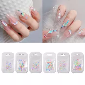 50x частей для ногтей, хрустальные стразы с плоской основой, звезда, сердце, блестки, 3D-драгоценные камни, украшения, детали, маникюрный аксессуар 5