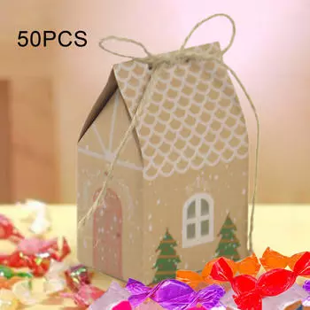 50x Рождественских крафтовых бумажных пакетов для вечеринок, креативные, простые в использовании подарочные коробки для печенья и конфет