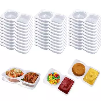 50X Штабелируемые контейнеры для хранения закусок с двумя отделениями, одноразовые, для дома, школы