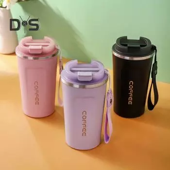 510 мл дорожная кофейная кружка с защитой от разливов и герметичной крышкой, изолированная экологически чистая чашка из нержавеющей стали, которую можно пить одной рукой белый