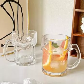 510 мл простая прозрачная стеклянная кружка с ручкой для домашнего сока, молока, чая, кружка для холодного напитка, барные пивные бокалы, большая емкость, посуда для напитков 501-600ml