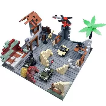 511 шт., военные блоки WW2, игрушки для мальчиков, подарок на день рождения, Рождество, совместимые технические строительные кирпичи, MOC, строительные военные руины ruis3232-0923 4dolls