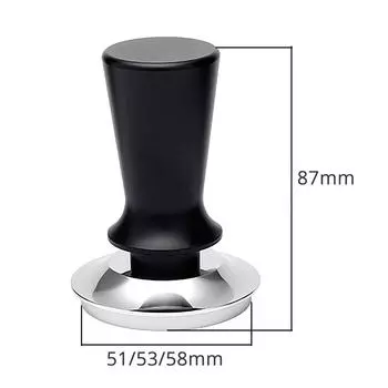 51/53/58 мм калиброванный темпера для эспрессо, калиброванный темпера для кофе с пружинной алюминиевой ручкой и плоским основанием из нержавеющей стали 51mm чёрный