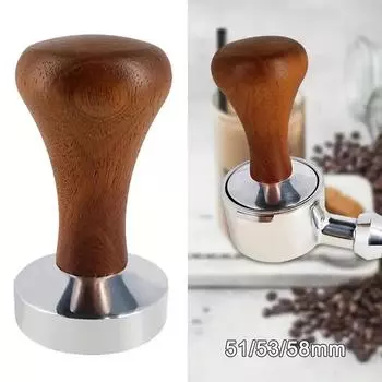 51/53/58 мм Ручка кофемашины Ручка наполнителя Ткань для порошка Твердый алюминиевый пресс для порошка Пресс для кофе Молоток с деревянной ручкой