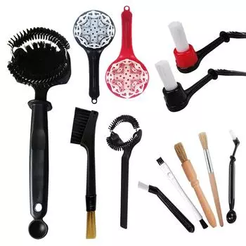 51/58mm Coffee Tamper Cleaning Brush Professional Long Handle Coffee Grinder Brush Removable Comfortable Grip Household Supplies чёрный