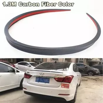 51 Carbon Fiber Look Car Rear Spoiler Tail Trunk Roof Wing Lip Trim Sticker PU