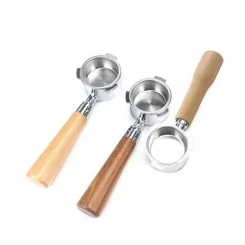 51 мм кофейный бездонный портафильтр с фильтрующей корзиной и деревянной ручкой для кофемашины Delonghi EC680 EC685