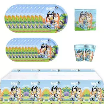 51 шт. Для вечеринки в стиле Блуи, принадлежности для сервировки стола со скатертью, чашки, тарелки, салфетки