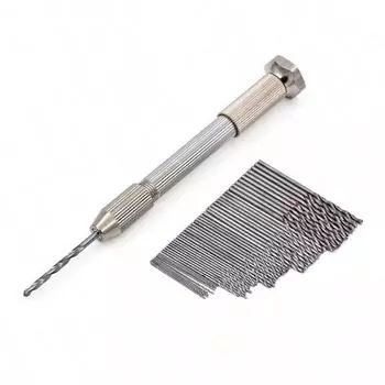 51 шт./компл. мини-микро-алюминиевая ручная дрель с бесключевым патроном, наборы спиральных сверл серебряный