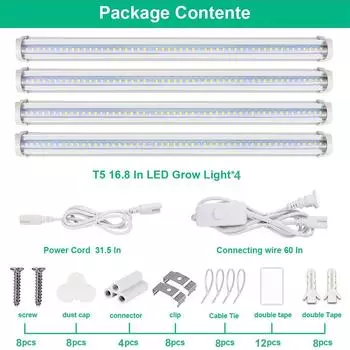 51 светодиод T5 Grow Lights Красный Белый Полный спектр Высокий PPFD Растения Световые Полосы Расширяемые Тепличные Семена Фитолампы Вилка Сетевые us