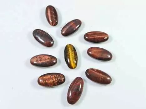 51Cts. Red Tiger Eye Ovoid Healing Cabochon Loose Gemstone 10 Pcs Lot 8X16MM RQ-1998