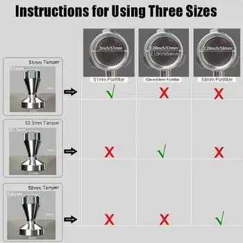 51mm/53.3mm/58mm Coffee Tamper Aluminum Espresso Tampers Barista Stainless Steel Tampers Coffeeware for 51/53/54/58mm Potafilter