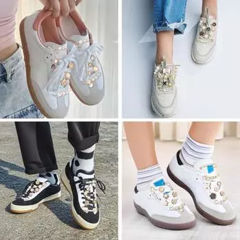 51Pcs Shoe Brooch Pins Faux Pearl Animals Flowers Bowknot Shape Sneaker Charms Buttons