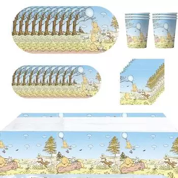 51x Винтажные товары для вечеринки с Винни Пухом включают Тарелки Салфетки Чашки Скатерть