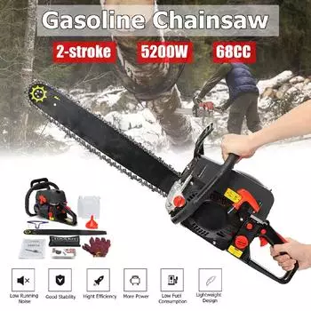 5200W 68CC 20 Chainsaw 13000RPM Gasoline Petrol Saw Cutter Bar & Chains Kit 530*270*310mm