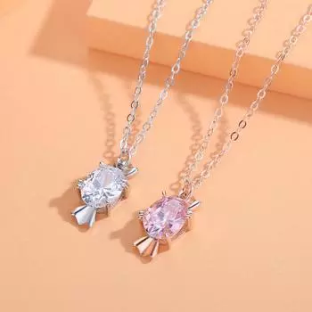 520 Candy Ожерелье S925 Серебро 18K Розовое золото Подвеска Happy Candy Нишевый дизайн Цвет Золотая цепочка для ключицы 925 Silver