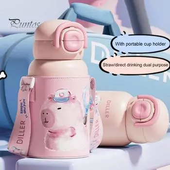 520 мл термос из нержавеющей стали с трубочкой герметичный двойной стенкой детский стакан для школьников мальчиков девочек без BPA горячая холодная дорожная розовый