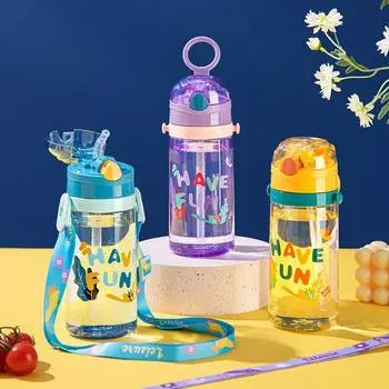 520ML Kids Water Sippy Cup Kids Water Bottle with Straw and Handle Portable Drinking Bottle Cup Children 501-600ml