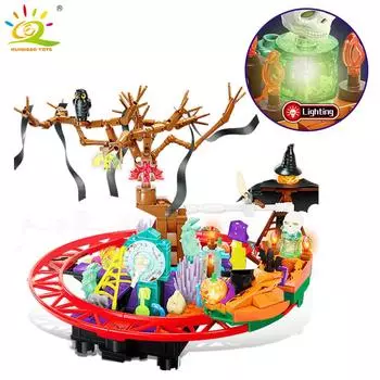 526 шт., серия Хэллоуина, фигурки черепа, набор строительных блоков с легкими кирпичами, городские строительные игрушки для детей, друзей no box