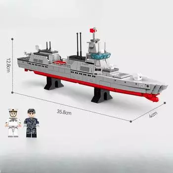 526 шт. Военная серия Китайский флот Эсминец с управляемым ракетным оружием Тип 055 Детские игрушки-конструкторы Без коробки