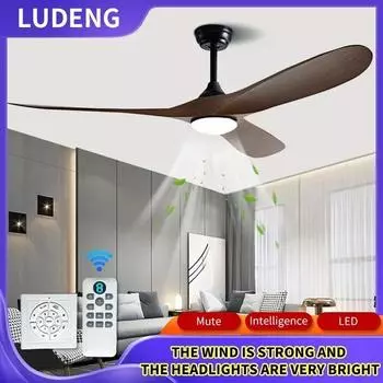 52 Inch Fan Pendant Light with Remote Control, Living Room, Bedroom, Indoor Dining Room Lighting with LED Ceiling Fan Lights 42 inches чёрный