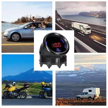 52 мм Автомобильный цифровой измеритель давления масла, светодиодный дисплей 0-10 кПа с функцией сигнализации датчика для автомобиля чёрный