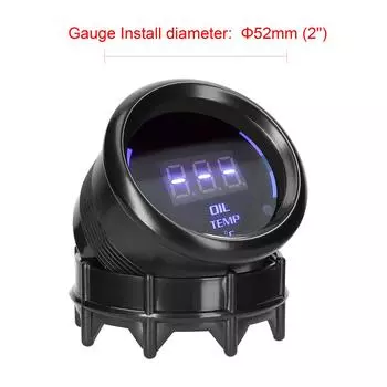 52 мм Датчик температуры масла Автомобильный цифровой измерительный прибор со светодиодным дисплеем 40-140 градусов Цельсия с функцией сигнализации датчика для автомобиля чёрный
