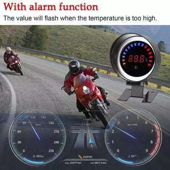 52 мм датчик температуры воды автомобильный цифровой счетчик светодиодный дисплей 0-120 градусов Цельсия с функцией датчика сигнализации для чёрный