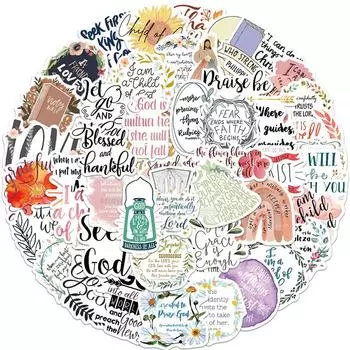 52 шт., фраза Иисуса, христианские религиозные высказывания, наклейки, библейская наклейка, наклейка