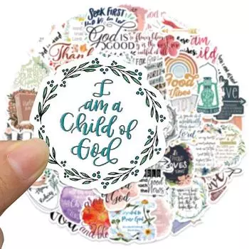 52 шт. Иисус христиане религиозные высказывания наклейки скейтборд чемодан граффити багаж мотоцикл сделай сам Библия наклейка разноцветный