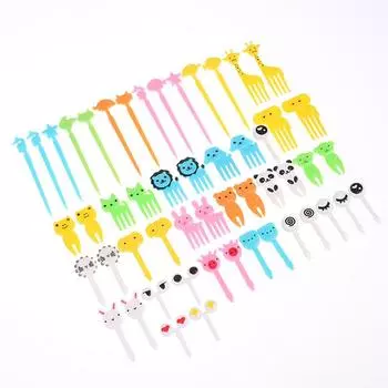52 шт мини-мультяшная вилка для фруктов с животными, детская десертная вилка, украшение для вечеринки