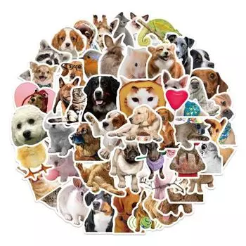 52 шт., наклейки с животными, ПВХ, водонепроницаемые, клейкие, с кроликом, щенком, наклейками, птицами, милые многоразовые украшения, чехол для телефона