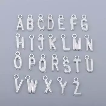 52 шт., серебряные подвески с буквами из сплава, аксессуары для серег-браслетов DIY as described серебряный