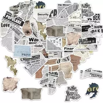 52 шт. винтажная газета ПВХ наклейка эстетические детские корейские канцелярские принадлежности школьные принадлежности Скрапбукинг DIY декоративная наклейка
