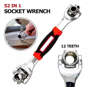 52 в 1 многоцелевой инструмент гаечный ключ 8-19 мм динамометрический торцевой ключ 12 зубцов универсальный торцевой ключ с резиновой ручкой механический ручной инструмент 52 in 1