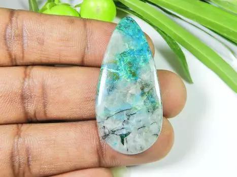 52Cts. Натуральный хризоколла кабошон россыпью драгоценный камень для ювелирных изделий 22X45X06 мм SK-1045