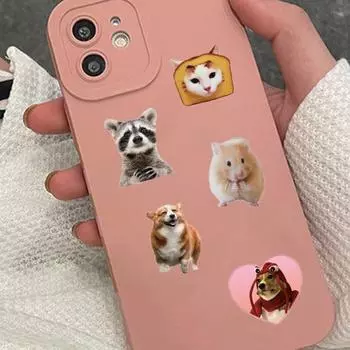 52 шт. наклейки с животными, водонепроницаемые многоразовые наклейки с изображением кота, щенка, милого кролика, птицы, наклейки из ПВХ, украшение для чехла для телефона, гитары