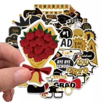 52Pcs/Set 2025 Graduation Season Graffiti Sticker Celebrate Graduation Cartoon Decal Notebook Phone Guitar Kid Toys
