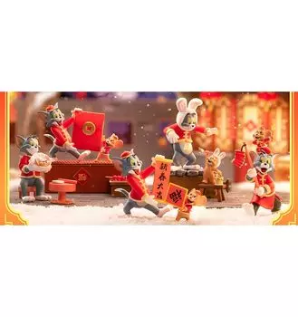 52TOYS BLINDBOX Том и Джерри С Новым годом коробка из 4 предметов