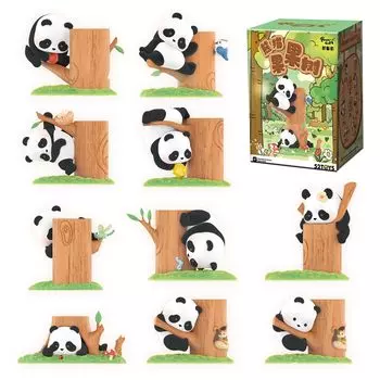 52TOYS Panda Roll Fruit Tree Climbing Series Blind Box Trading Figure Flocked Panda Figure Collection Figure Painted Gacha Gacha Desktop Decoration