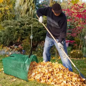 52x75 см сумка для сбора листьев складная многоразовая большая вместимость сверхмощная портативная ручка многоцелевой садовый газон сбор мусора мусор темно-зеленого