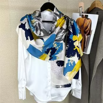 53*170 см высококачественный 100% шелк тутового шелкопряда тонкий длинный шарф напечатанный платок шейный платок подарок для женщин 53*170cm