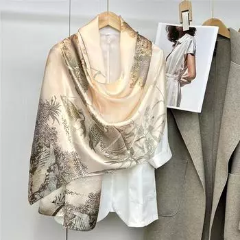 53*170 см высококачественный 100% шелковый шарф с цветочным узором шейный платок подарок для женщин 53*170cm