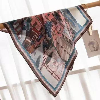 53*53 см 100% шелковица шелковая квадратный шарф масляная живопись роскошные шарфы солнцезащитный платок шейный платок подарок 53*53cm