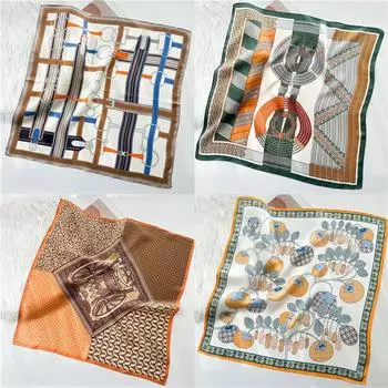 53*53 см квадратный шелковый шарф женский модный принт маленький шейный платок офисный женский пояс для волос носовой платок женский платок шарф 53*53cm