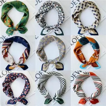 53*53 см квадратный шелковый шарф женский модный принт маленький шейный платок офисный женский пояс для волос носовой платок женский платок шарф 53*53cm