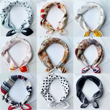 53*53 см квадратный шелковый шарф женский модный принт маленький шейный платок офисный женский пояс для волос носовой платок женский платок шарф 53*53cm