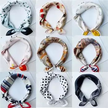 53*53 см квадратный шелковый шарф женский модный принт маленький шейный платок офисный женский пояс для волос носовой платок женский платок шарф 53cm