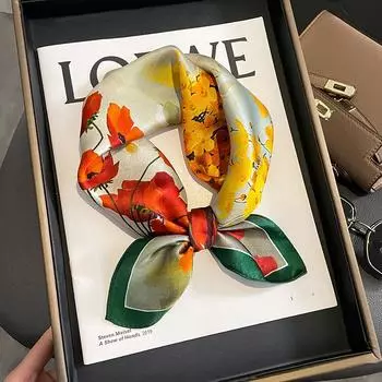 53 * 53 см шелковичный маленький квадратный шарф многофункциональный профессиональный модный декоративный шелковый шарф для весны и осени теплая шаль 53*53cm